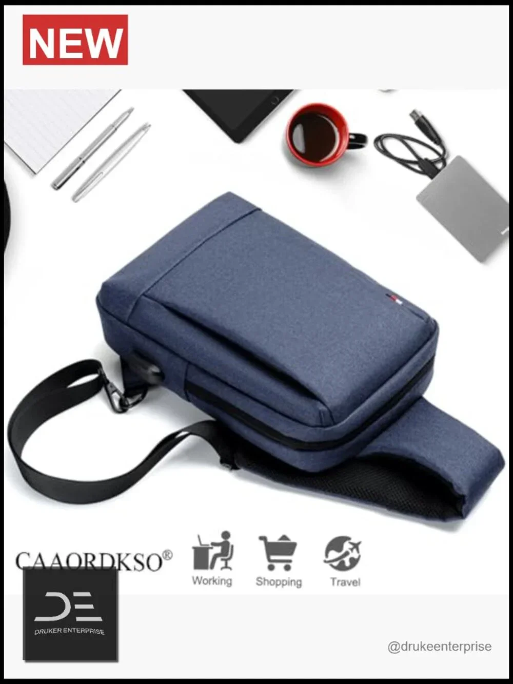 Waterproof Oxford Cloth Messenger Bag Crossbody Shoulder Travel Work Bag Mens